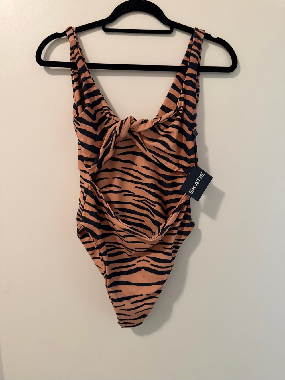 Skatie Tiger-Stripe Kids One-Piece in Tan and Black